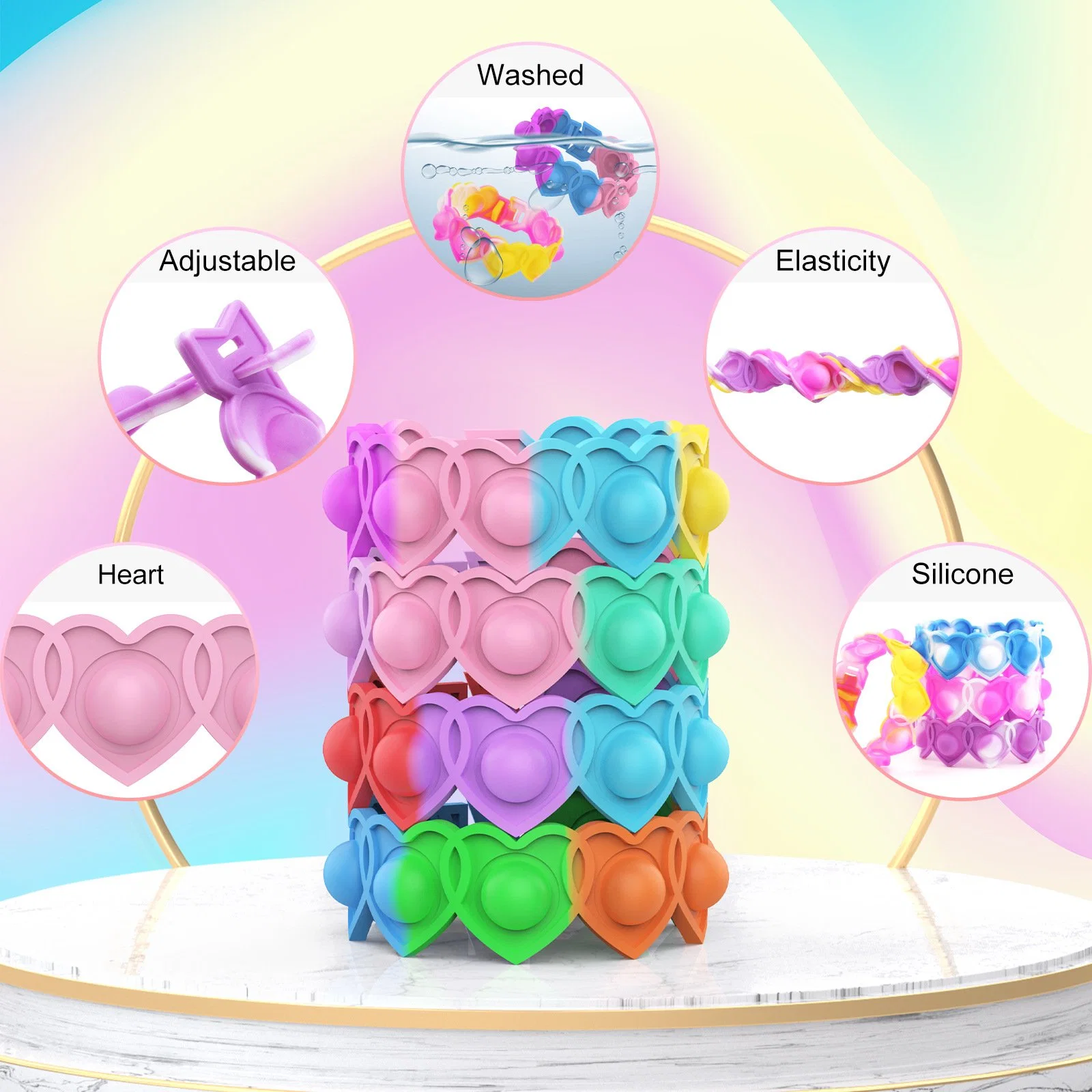 Venda por grosso de Silicone coloridas Fidget Stress Reliever bolha da Pulseira de brinquedos brinquedos sensoriais Bracelete Pop