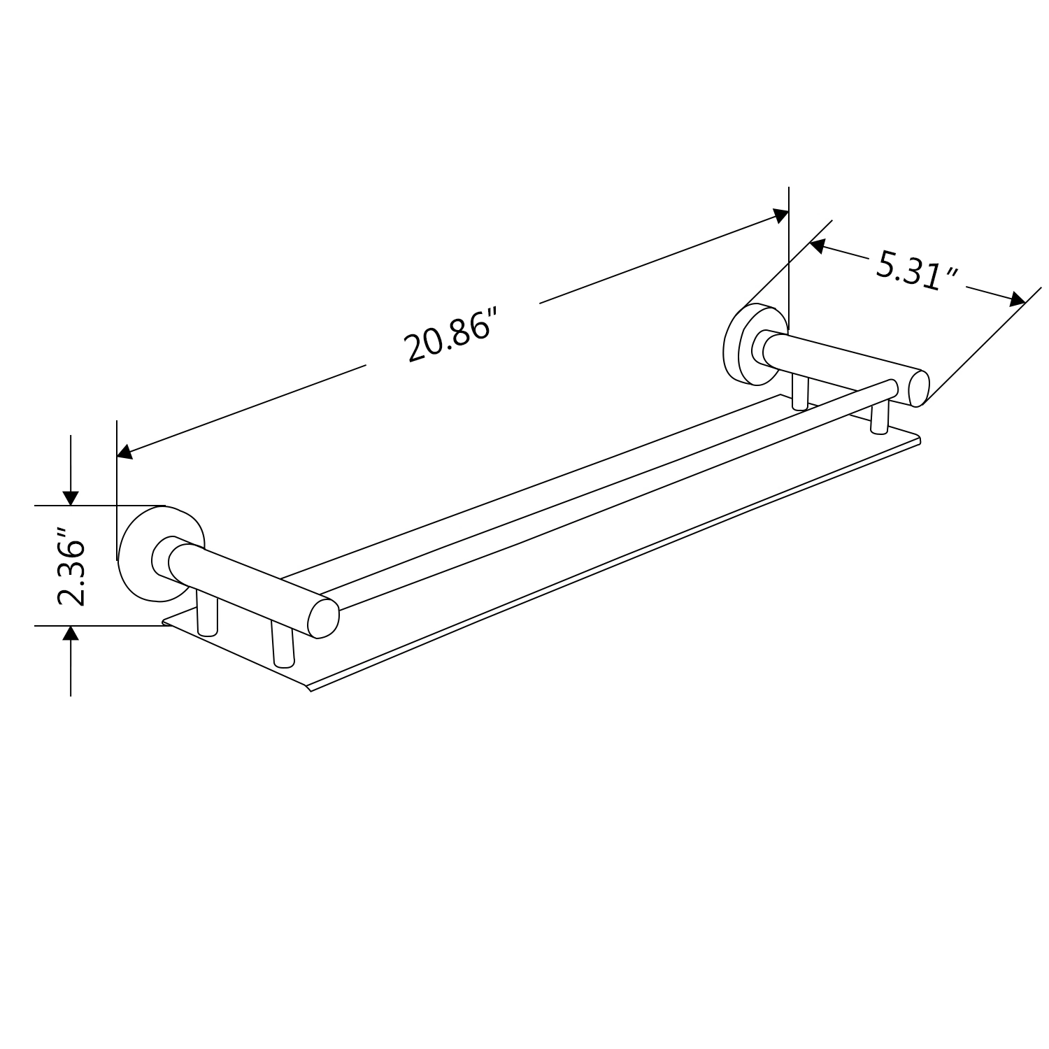 Black 304 Stainless Steel Hotel Shower Storage Wall Mounted Bathroom Shower Shelf