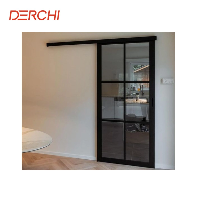 Home Interior Mirrored Barn Doors Designed Flush Aluminium Glass Veneer Door for Bathroom