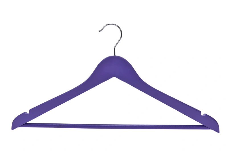 Household Hot Sale Customized Lilac Wooden Hanger with Bar