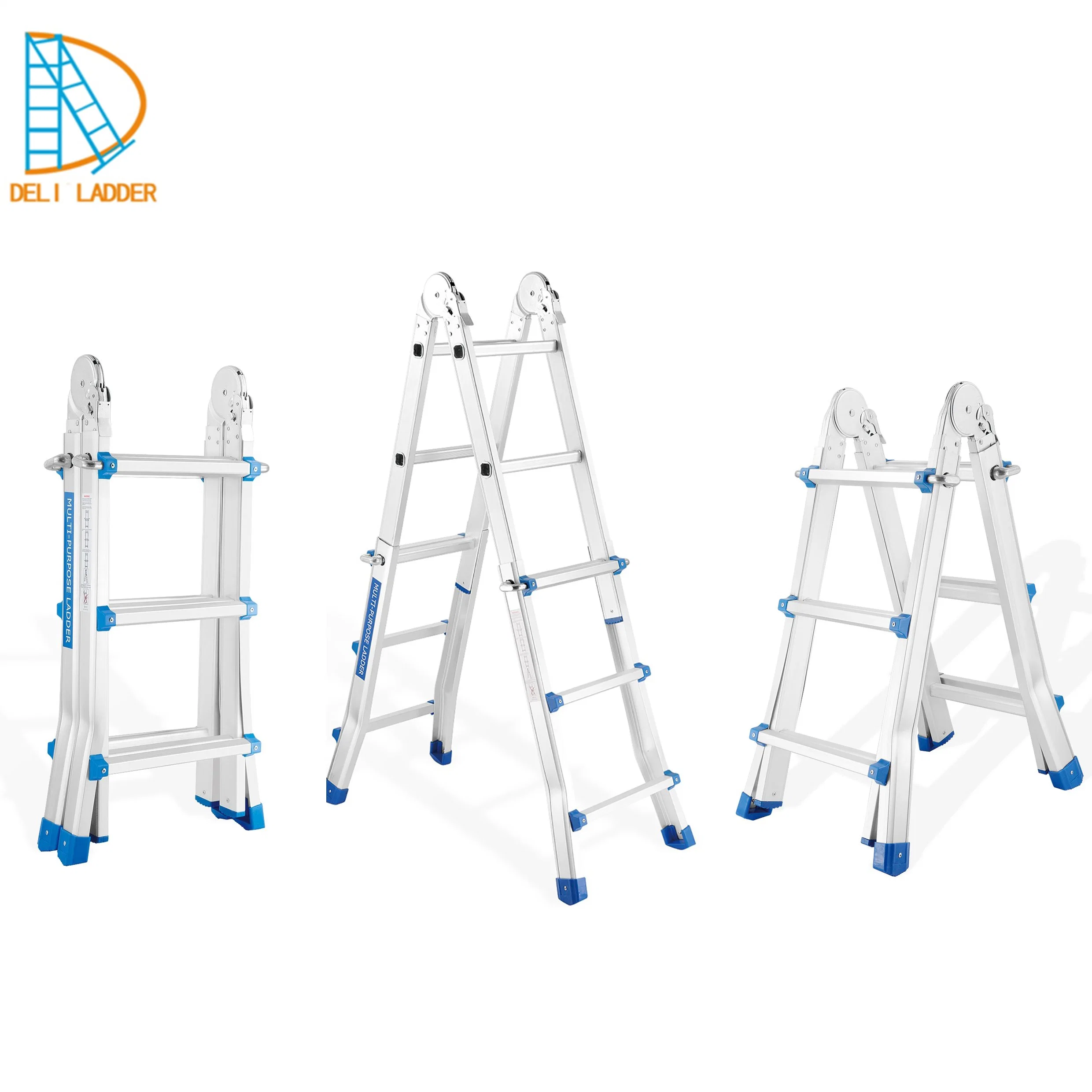 Deliladder Safety and Durable Folding Step Telescopic Aluminium Ladder Witn En131