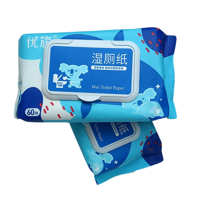 China Manufacturers 60PCS Disposable Adult Cleaning Flushable Toilet Wet Wipes