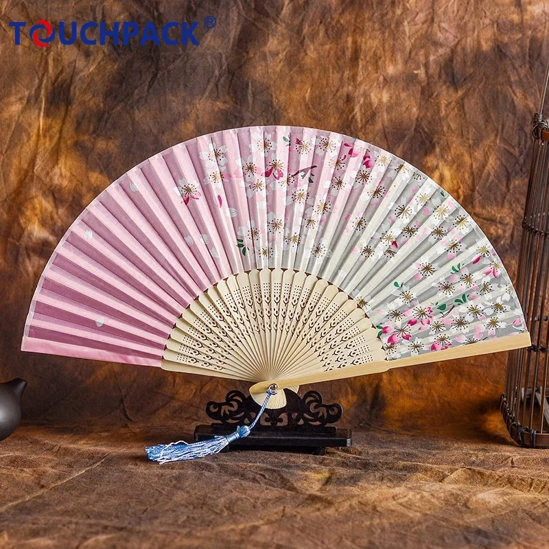 Ventilador de bambú de promoción con color personalizado y el logotipo