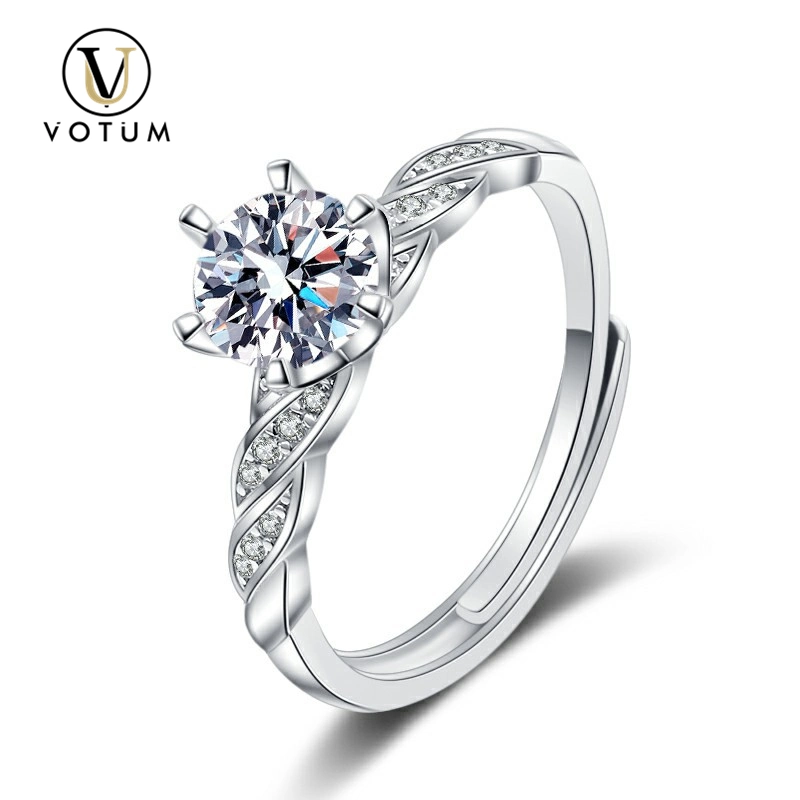 Votum Wholesale Elegant 18K White Gold Plated 925 Silver Moissanite Ring Jewelry