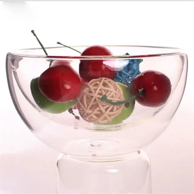 Fancy Custom Clear Hand Blown Novelty 130ml 200ml Wide Mouth Design Glass Ice Cream Bowl Cups