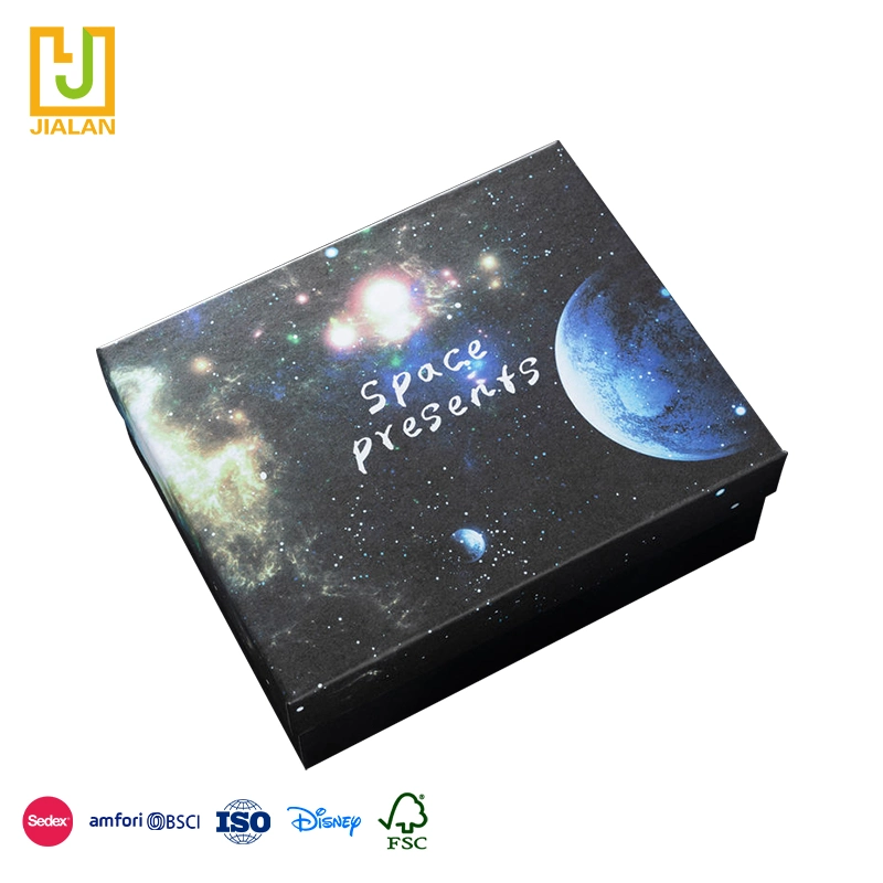 Colgante de almacenamiento de Regalo de Cumpleaños Mostrar Joyas de envases de cartón ondulado de cosméticos Asa plegable de madera impresión Ver bolso de mano Custom Starsky Caja de papel