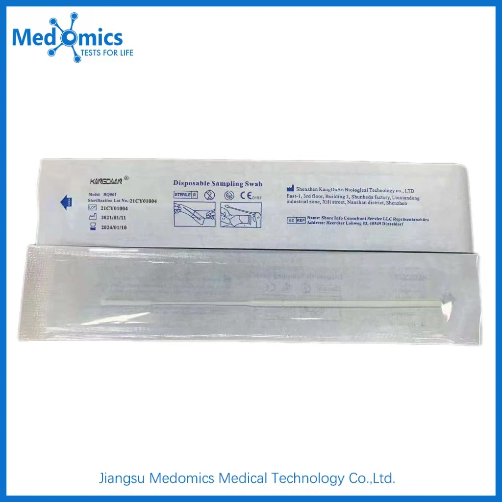 Medomics Medical Disposable Sterile Flocked Test Sampling Nasal Nasopharyngeal Swab