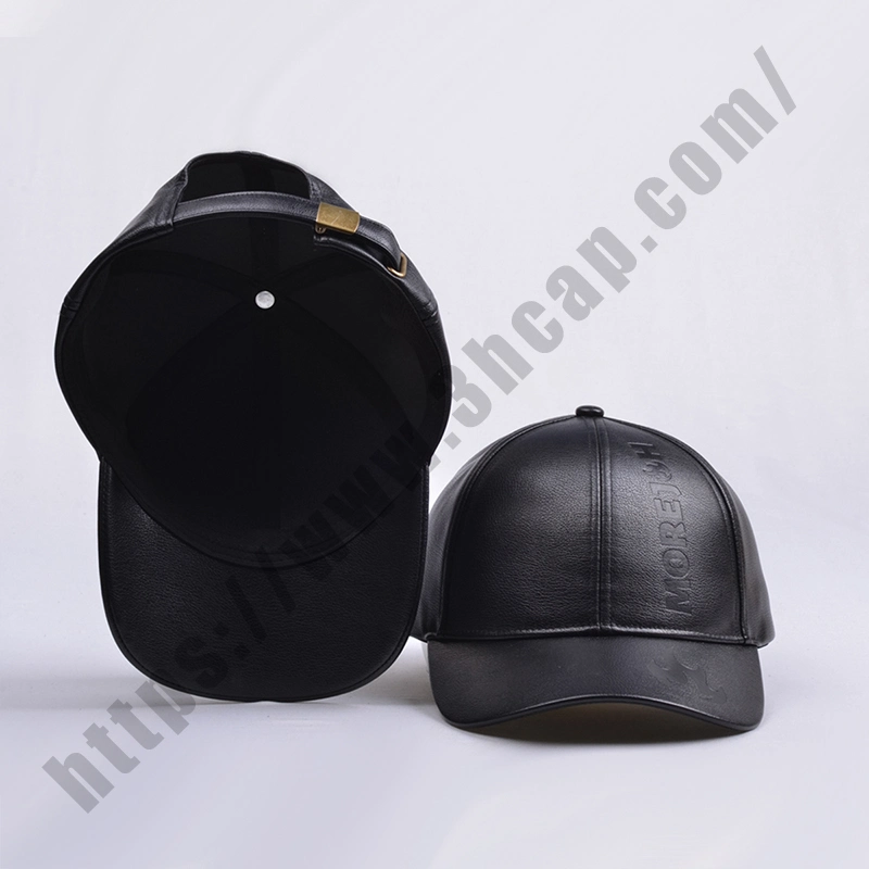 Gorras sombreros Gorra de cuero Repujado Logotipo personalizado Vintage gorros de cuero de PU