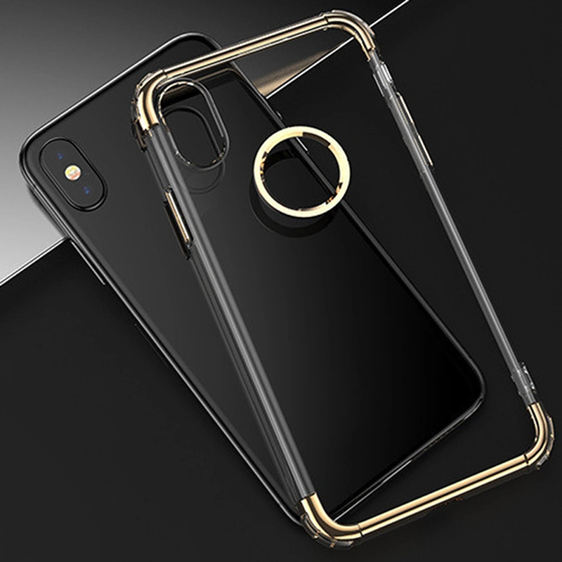 Plating Transparent PC+TPU Phone Case Cover for iPhone X