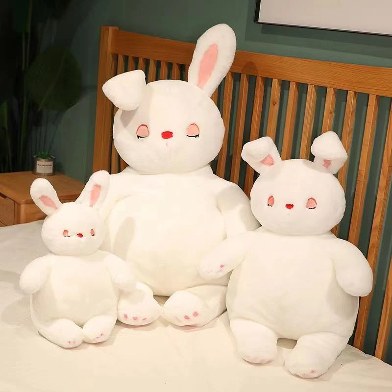 Mignon petit lapin blanc Poupée Poupée de lapin un jouet en peluche Cartoon Ragdoll cadeau d'anniversaire de jour pour enfants