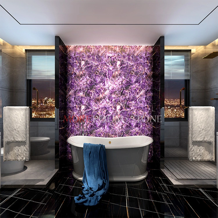 Hintergrundbeleuchteter Material Purple Flourit Quarz Stone für Wand