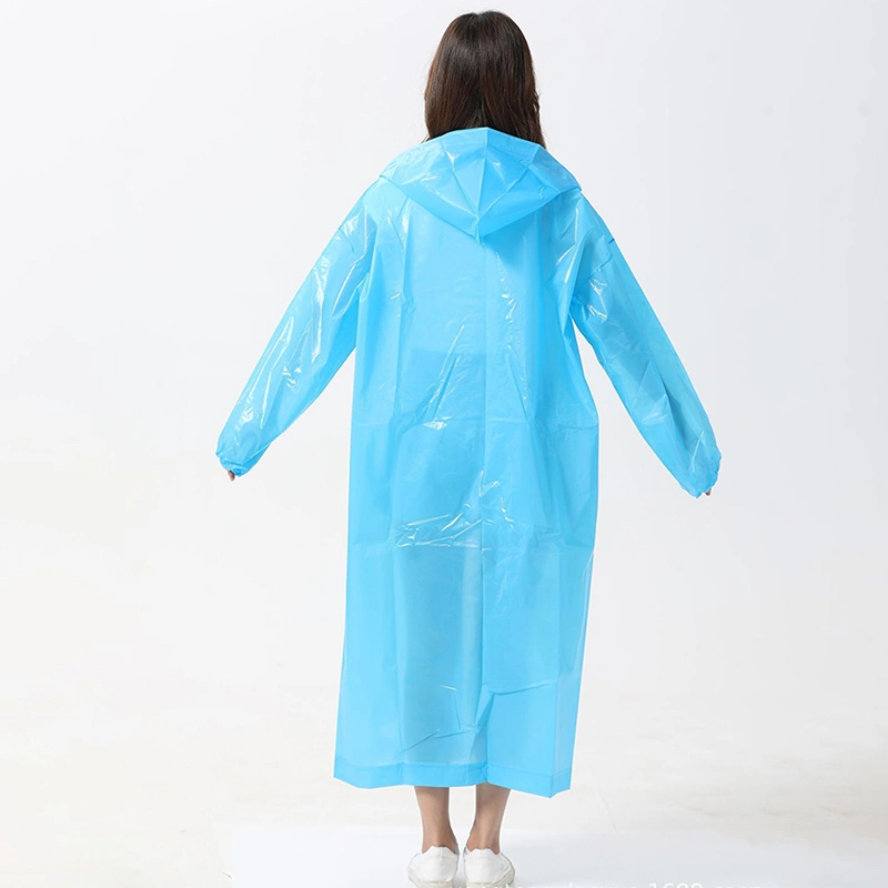 Adult Raincoat Portable EVA Rain Coats Reusable Rain Poncho with Hood and Elastic Cuff Sleeves