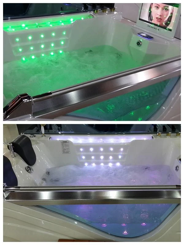 Double Whirlpool Bathtub White Acrylic Bath Tub Shower with Drain and Apron Installation for Hotels and Villas