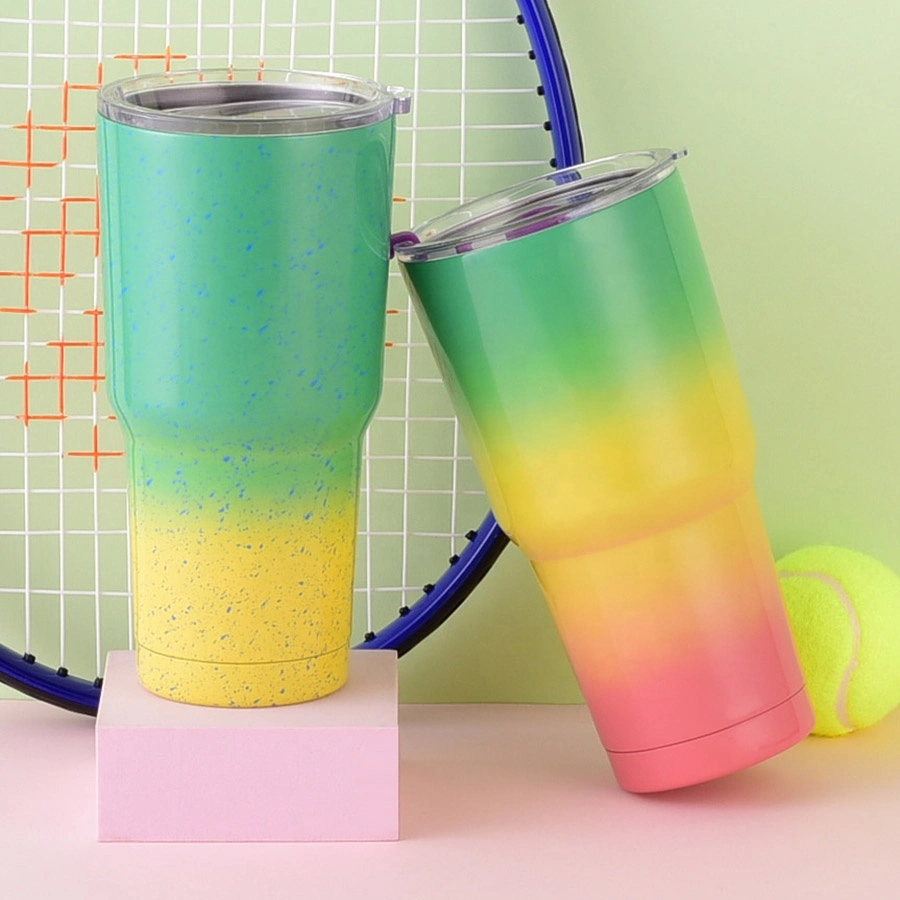 30oz 900ml Travel Color Gradient Engraved Rainbow 2023 New Design Beer Stainless Steel Double Wall Tumbler