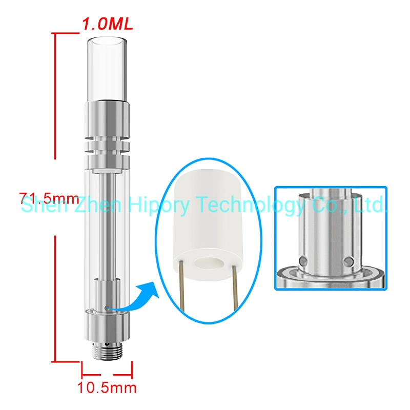 Thick Oil 510 Glass Tank Wickless Ceramic Coil Disposable/Chargeable Delta Vape Cartridge with Glass Mouthpiece