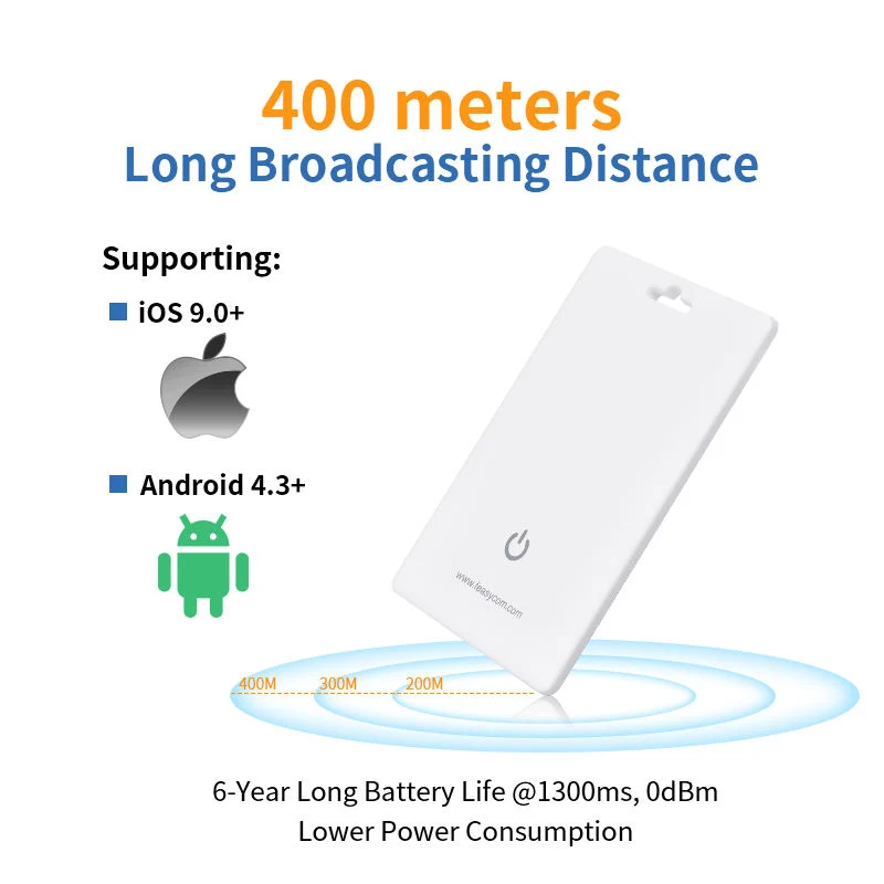 Etiquetas de rastreo inalámbricas de Feasycom de larga duración de batería Mini Bluetooth 5,1 Gestión del personal TARJETA de identificación DE BLE con NFC