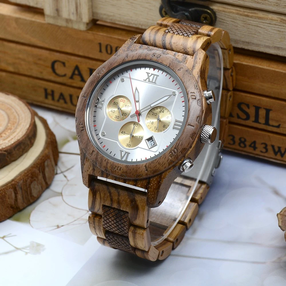 2023 Latest Bewell Chronograph Wood Watch for Men Watches Wholesale/Suppliers