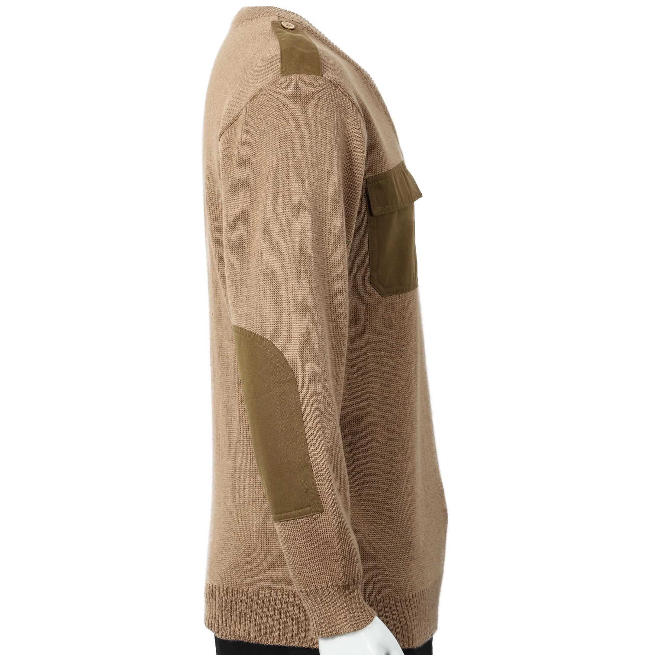 Military Army Style O-Neck Khaki Tactical Mens Sweater