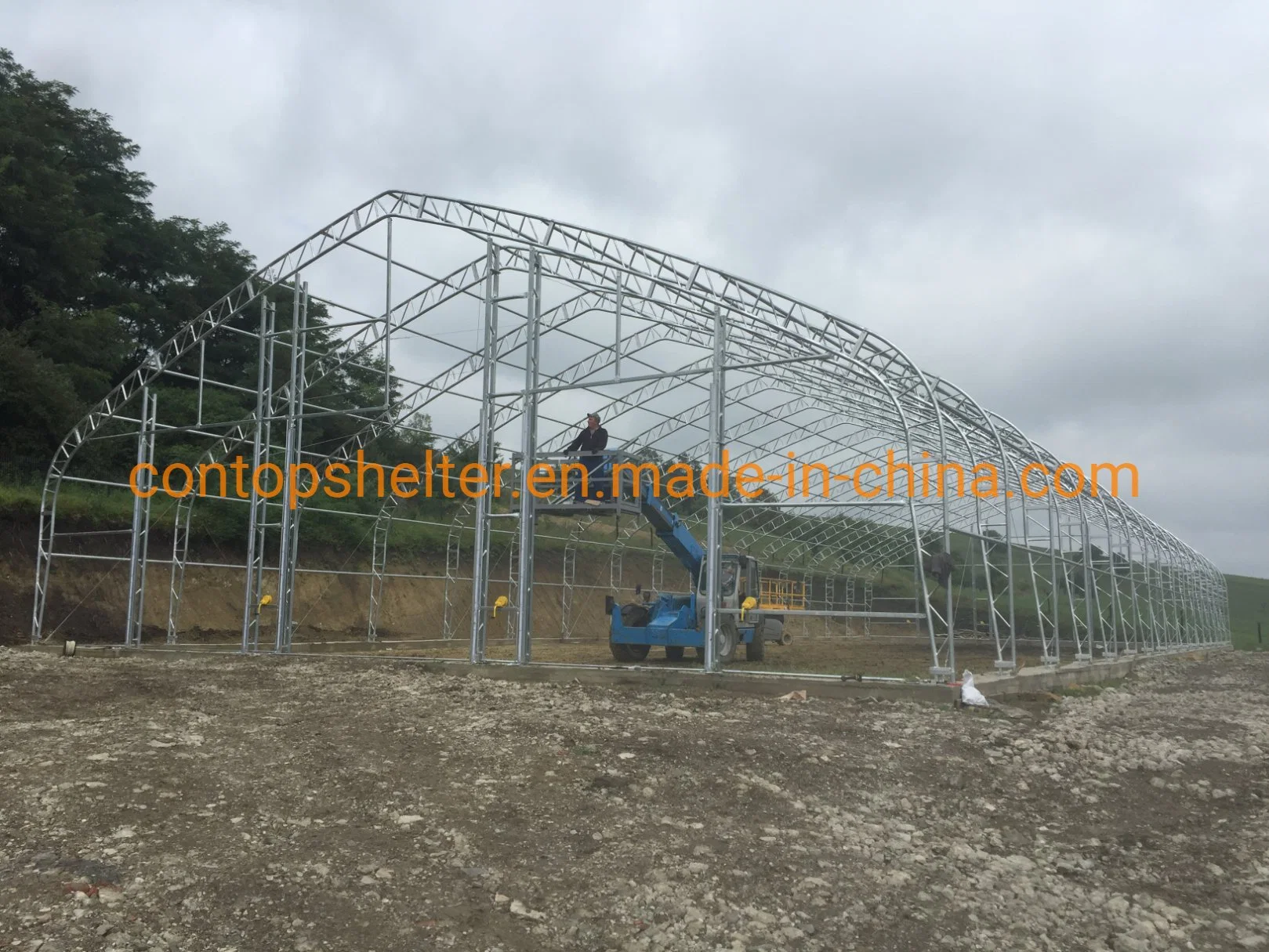 Heavy Duty Prefabricated Double Truss Arch Warehouse Building