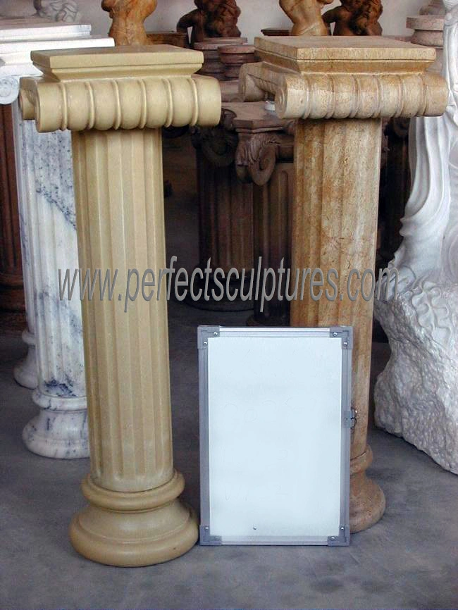 Columna de piedra de caliza tallada a mano para decoración de jardín en el hogar (QCM075)