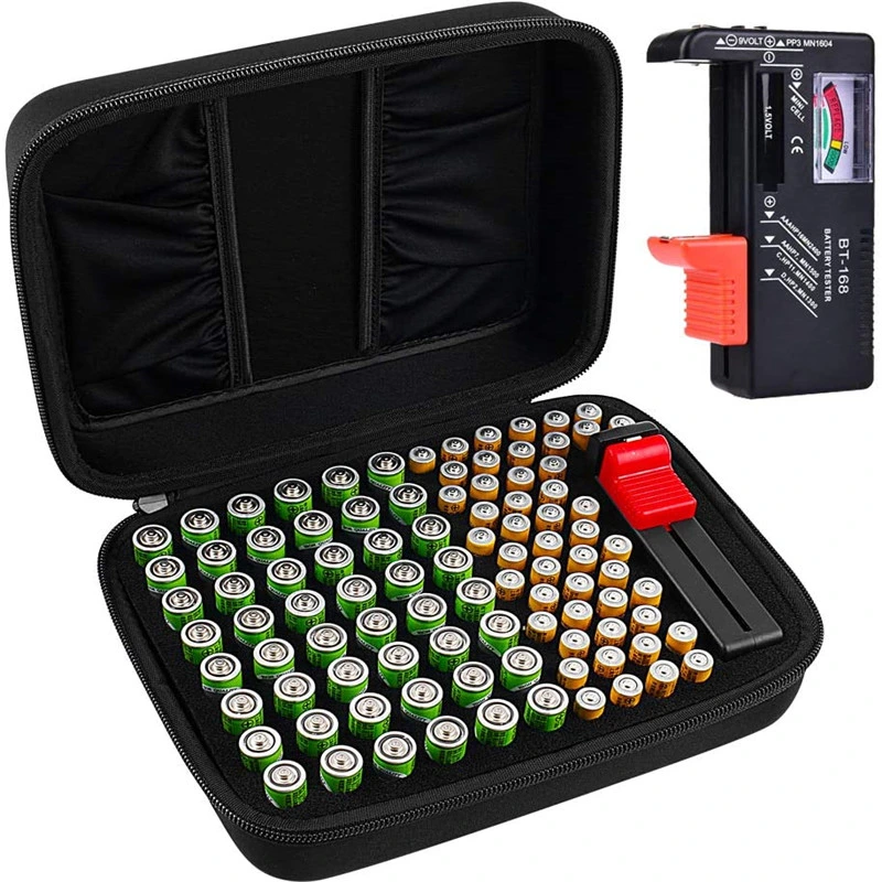 Custom High Quality Fireproof EVA Battery Organizer Storage Box Holds 168 Batteries Protective Storage Battery Bag