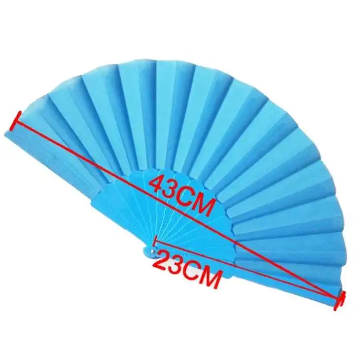 Plastic Bone Fan Silk Cloth Blank Folding Fan Chinese Style Dance Fan Pure Color Taichi Plain Morning Exercise DIY Craft Paint