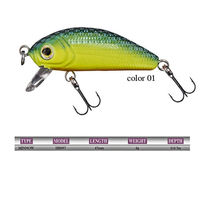 Calidad Crank Swinging Fishing Lures 45mm4g Float duro Fishing Lures Mini Little Fat Man artificial Hard Bait 6 colores 50 PC