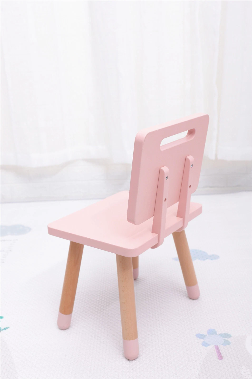 Macaron Kids Square Table and Chair Children Solid Wood Study Desk Set