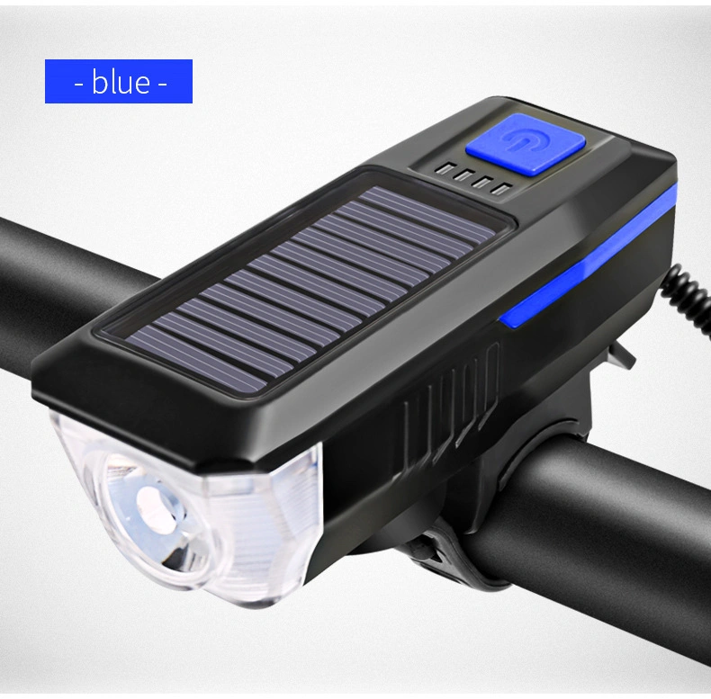 USB قابلة لإعادة الشحن دراجة بقدرة 250 مترًا ذات ضوء أمامي Solar IPX4 Mountain Bike مصباح إطار LED الخاص بركوب الدراجة