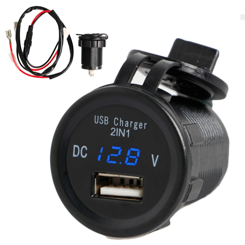 Charger Port Phone Blue LED Voltmeter for Car Motor