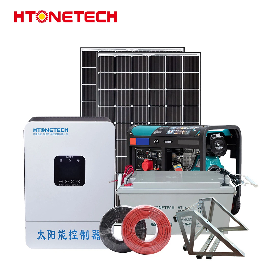 Htonetech off Grid Solar Storage System Wholesale/Supplierrs China 300W 3013W Polycrystalline Silicon Solar Cells 70kVA Diesel Generator Hybrid Solar System 150kw