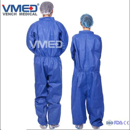 Chemical Microporous Impervious Waterproof SMS/Industry/Hospital/Lab/Safety Nonwoven Disposable Coverall, Nonwoven Disposable Coverall