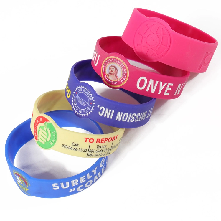 Custom Fashion Logo Sport Rubber Silicon Bracelet Customized Printed Embossed Silicone Wristband for Promotional Gift