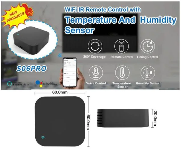 S06PRO Tuya WiFi IR Remoter Control IR Device with Phone Only Work with Alex, Google Home