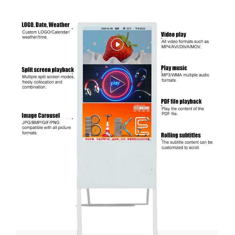 New Type Ultra Thin Vertical Portable Digital Signage LCD Screen Advertising Display Media Player