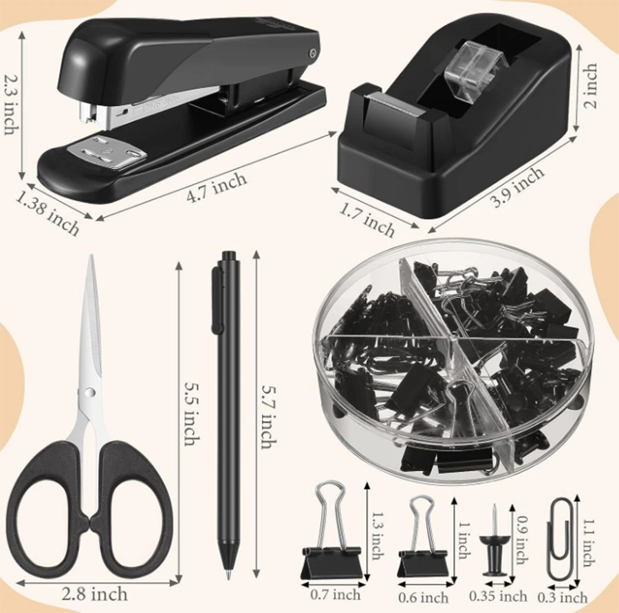 6 Set Desk Accessory Kit Office Supplies Paper Clips Scissor and Calculator Stationery