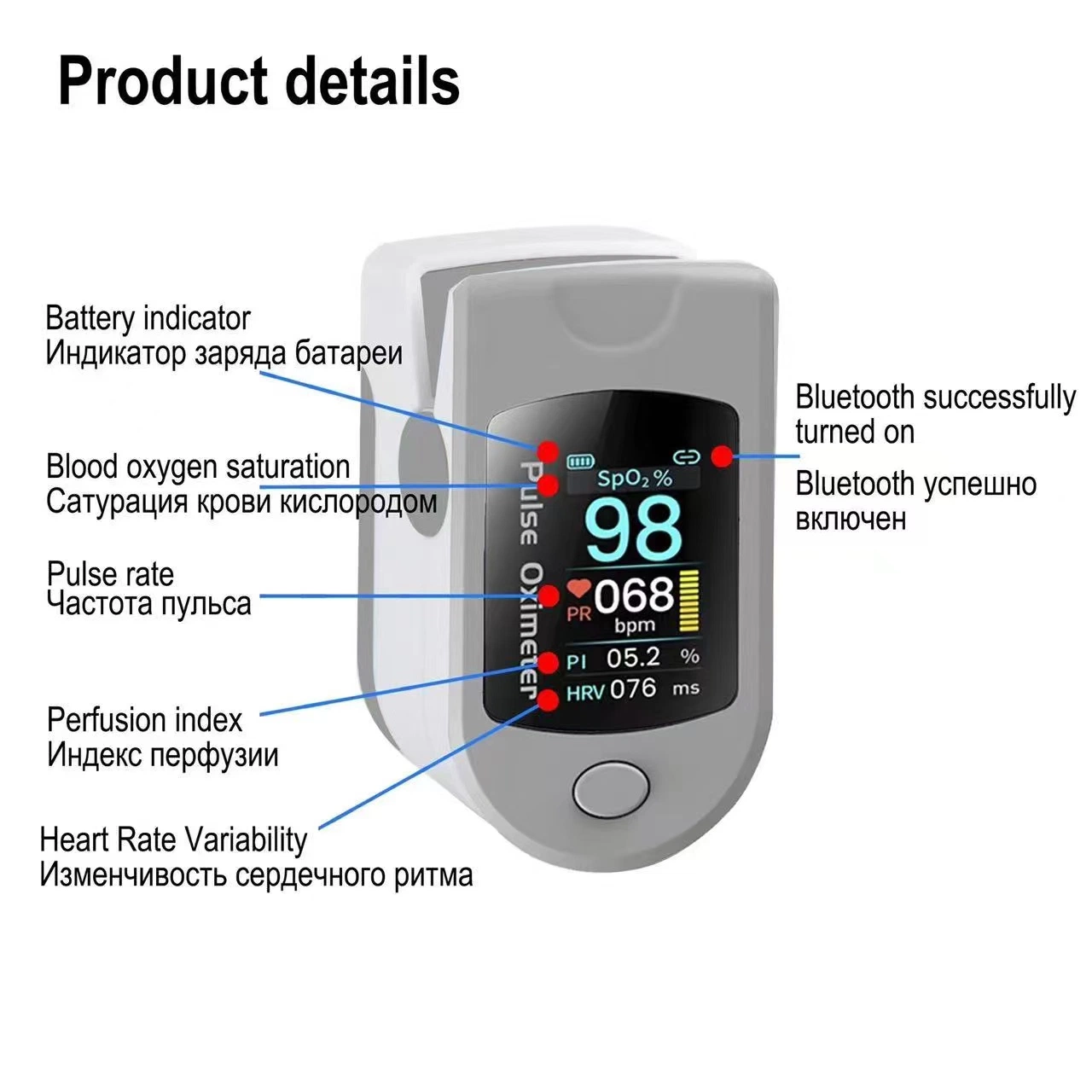 Portable Medical Equipment Hospital Clinic Household Use Portable Handheld Vet Blood Oximeter Ear Lobe Pulse Oximeter