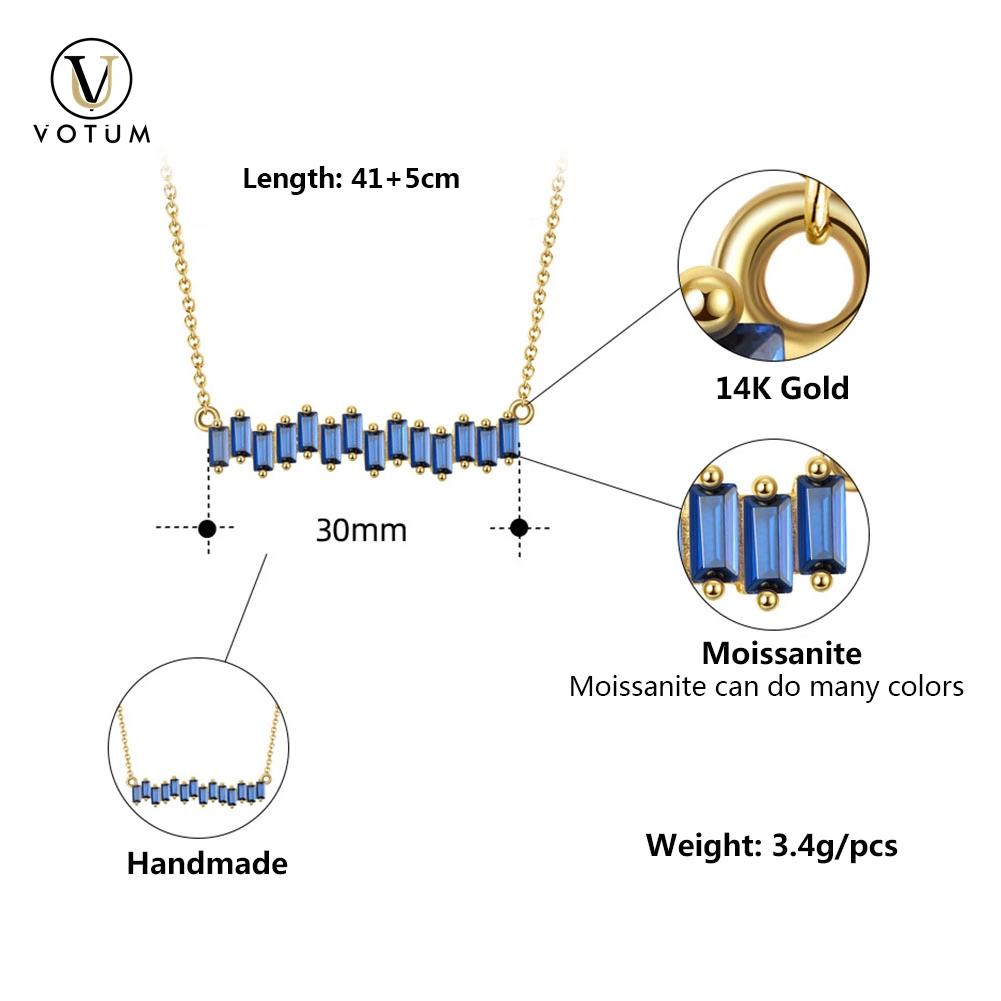 Votum OEM 14K Collar de oro de Moissanita 925 Pendientes bañados en oro Conjunto de joyas