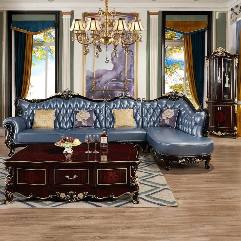 Madera tallada mayorista esquina clásico Sofá en color muebles opcionales