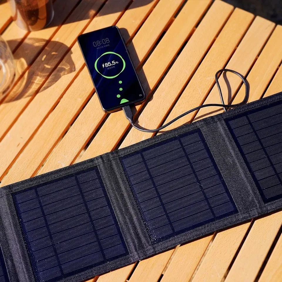 Chargeur de panneau solaire portable 15 W avec 2 ports USB étanches et pliable