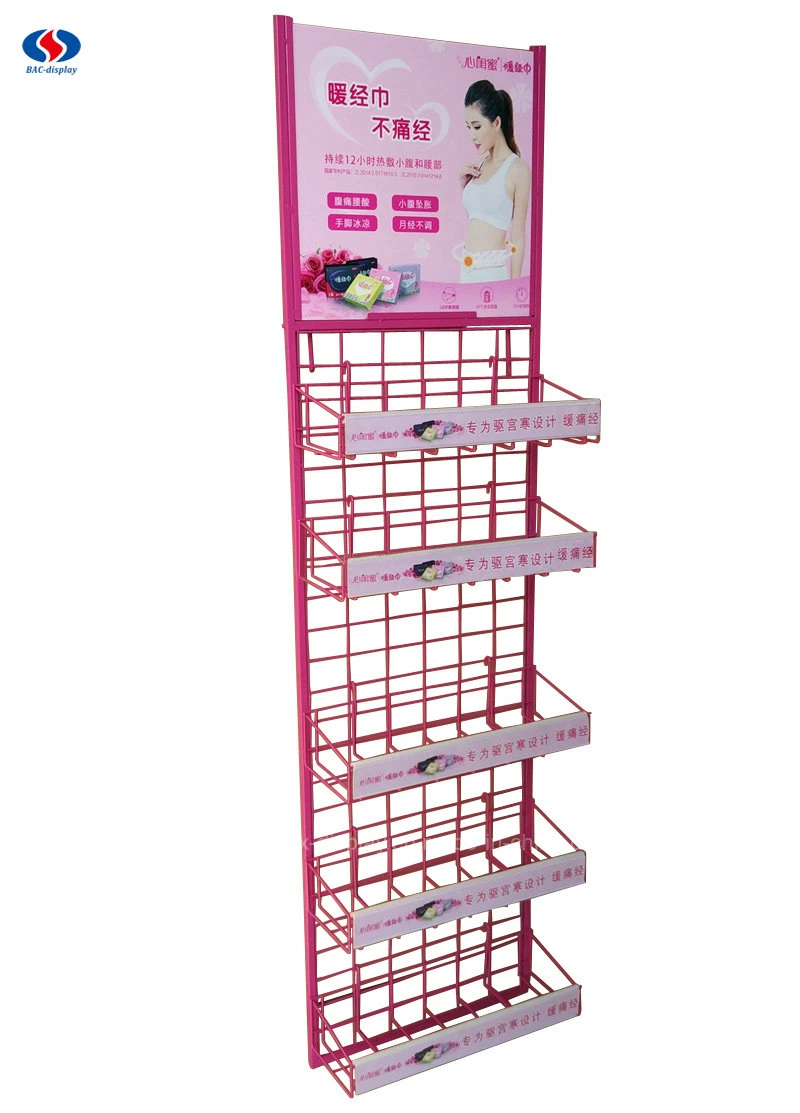 China Manufacturer Pink Iron Display Rack for Sanitary Towel