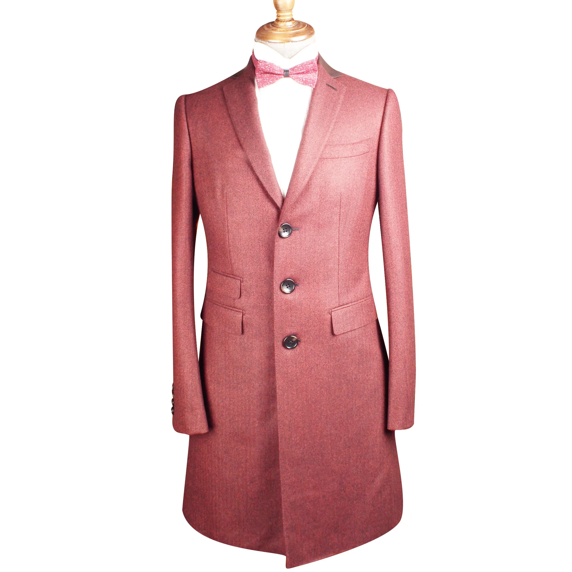 New Design Plain Slim Fit Business Suit Custom Made Wool Overcoat