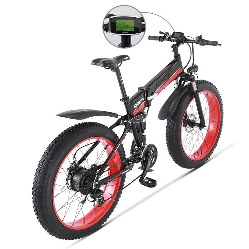 Full Suspension 26 Inch 48V 1000W Fat Electric Mountain Bike Big Tire 26*4 Tire off- Road E Bike Big Power Snow E Bike with CE