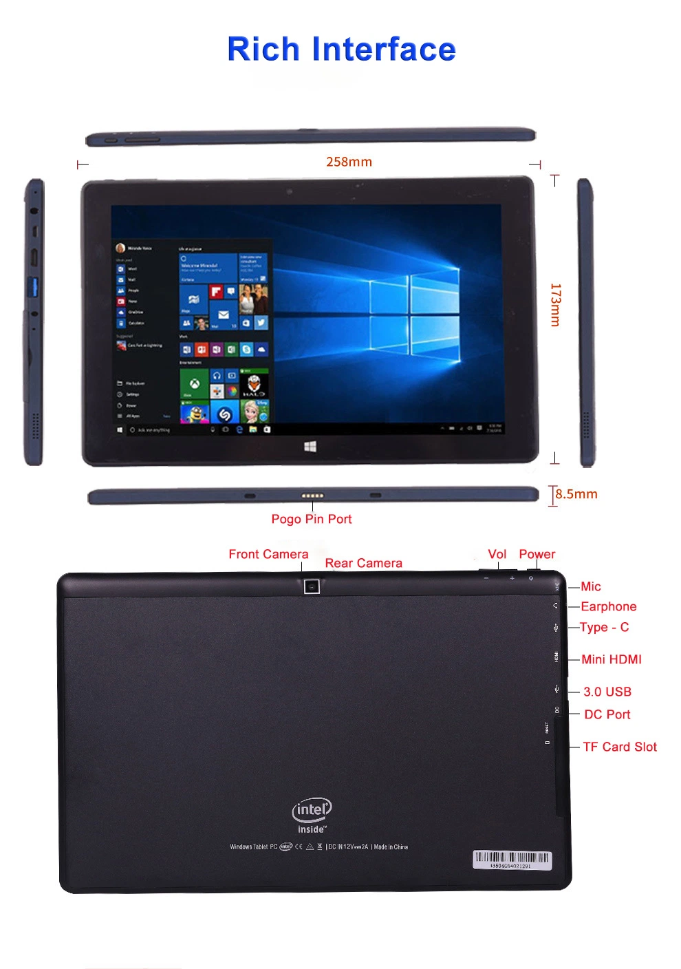 2021 Nuevo mejor vendedor 10 pulgadas Windows 10,1 Tablet PC N3450 2GB+32GB para Oficina y Educación