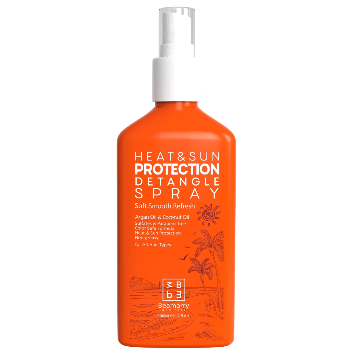 Custom Private Label 200ml Heat Protectant Spray for Hair Protection Protecting Silk Mist Silkening Smoothing Detangler Spray