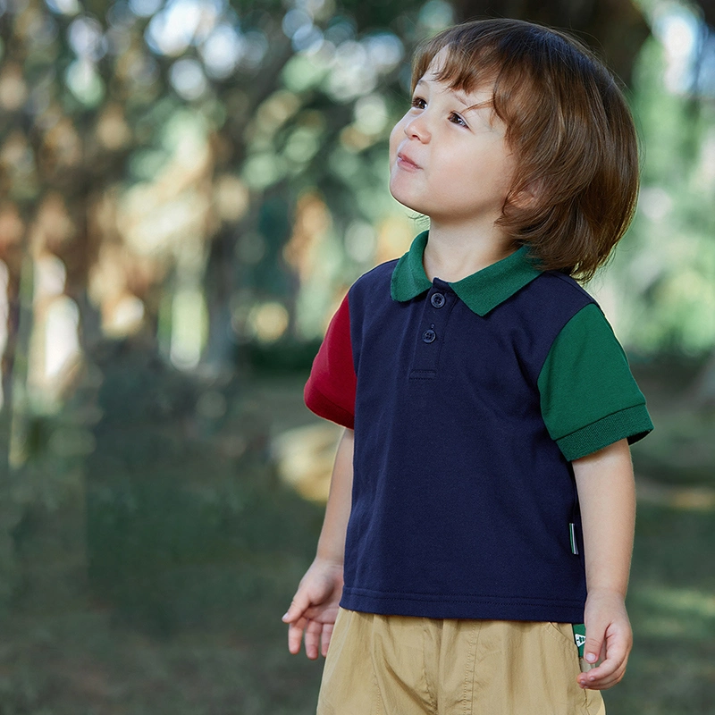 Mayorista/Proveedor Moda de alta calidad Logo personalizado Colorblock Azul marino Unisex Polo uniforme para niños de punto