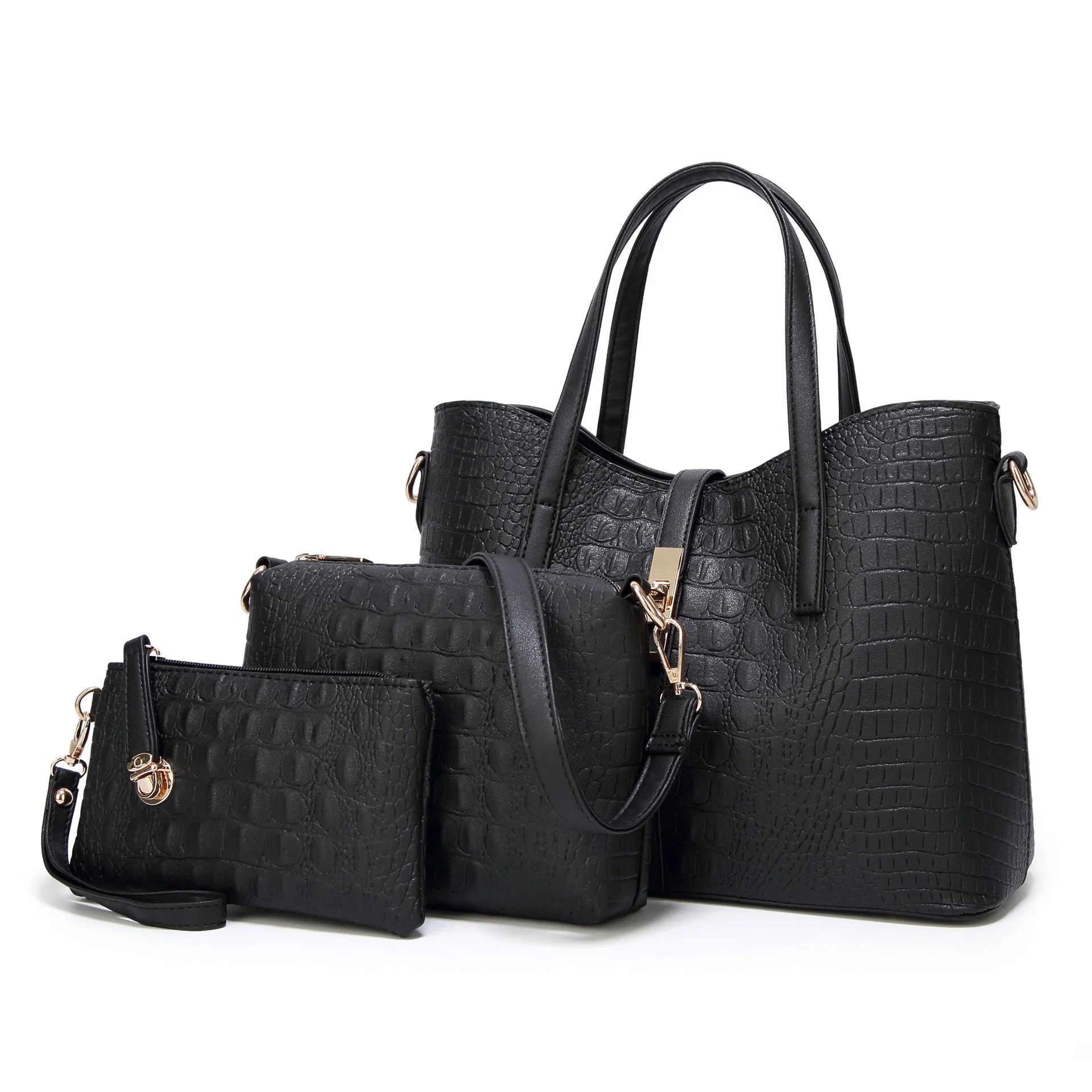 Spring and Summer Foreign Trade New Style Handbags European and American Fashion Trendy Crocodile Pattern Three-Piece Mother-and-Child Bag Large-Capacity T