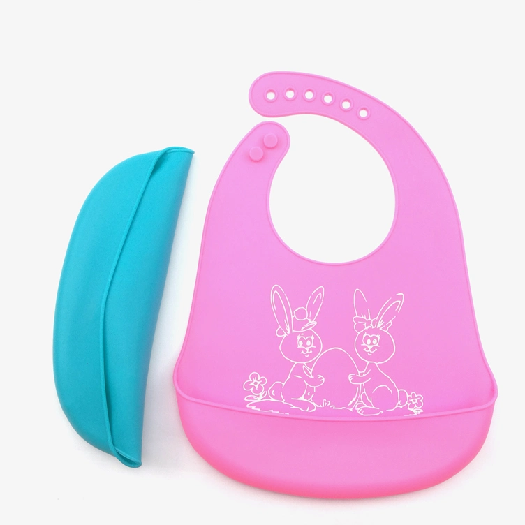 BPA Free Customized Logo Soft Waterproof Silicone Baby Bib for Infants Kids