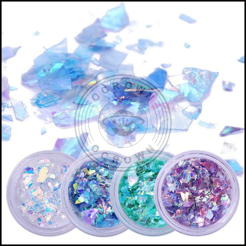 Ocrown Shattered Glass Brocade Cloud Nail Decoration Glitter Chameleon Flakes