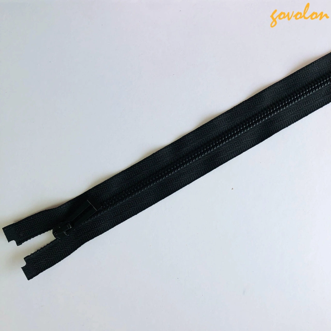 Black Open-End Zipper 8# Metal Zipper for Garment Accessories